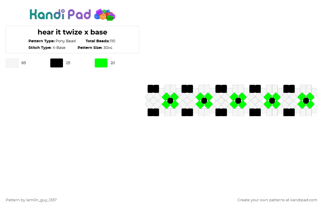 hear it twize x base - Pony Bead Pattern by lem0n_guy_1357 on Kandi Pad - white,x base,eye,eyes,eyeballs,music,golemm,eyeball