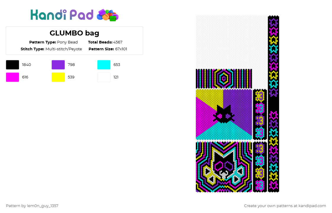 GLUMBO bag - Pony Bead Pattern by lem0n_guy_1357 on Kandi Pad - pink,purple,light blue,silly,music,aquasine,bag,3d,trippy,characters,cute