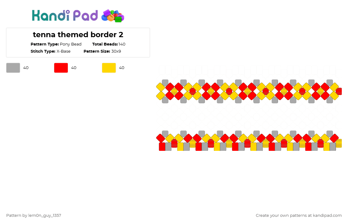tenna themed border 2 - Pony Bead Pattern by lem0n_guy_1357 on Kandi Pad - yellow,red,tenna,deltarune