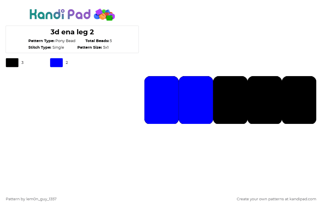 3d ena leg 2 - Pony Bead Pattern by lem0n_guy_1357 on Kandi Pad - ena