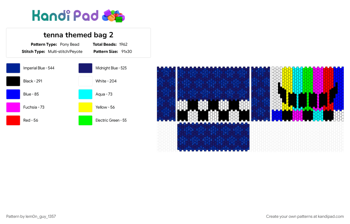 tenna themed bag 2 - Pony Bead Pattern by lem0n_guy_1357 on Kandi Pad - bag, character, deltarune, game, gaming, purple, purse, tv time, video game