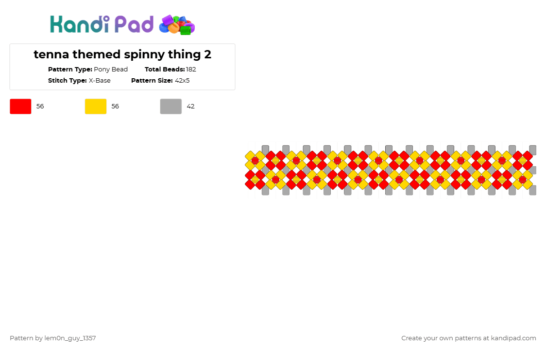 tenna themed spinny thing 2 - Pony Bead Pattern by lem0n_guy_1357 on Kandi Pad - yellow,red,deltarune,tenna