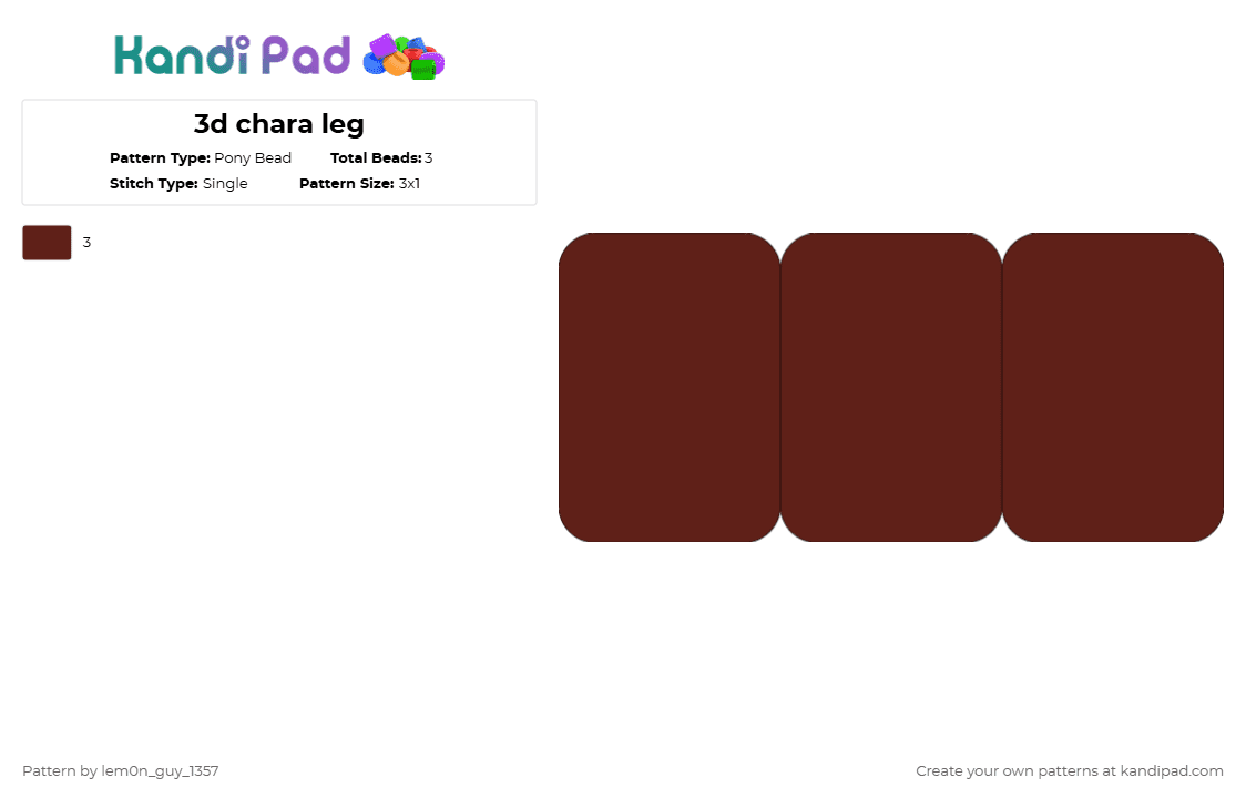 3d chara leg - Pony Bead Pattern by lem0n_guy_1357 on Kandi Pad - undertale