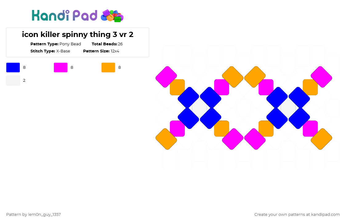 icon killer spinny thing 3 vr 2 - Pony Bead Pattern by lem0n_guy_1357 on Kandi Pad - purple,pink,orange,music,metaroom