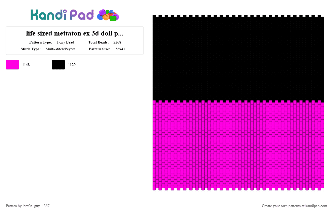 life sized mettaton ex 3d doll pt 3 (leg) - Pony Bead Pattern by lem0n_guy_1357 on Kandi Pad - black,pink,undertale,legs,mtt,characters,game,video game,gaming