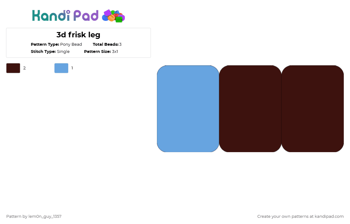 3d frisk leg - Pony Bead Pattern by lem0n_guy_1357 on Kandi Pad - frisk