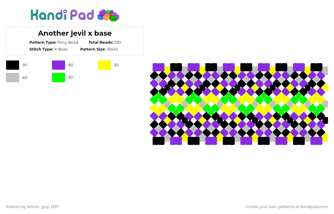 Another jevil x base - Pony Bead Pattern by lem0n_guy_1357 on Kandi Pad - yellow,purple,jevil,chaos,deltarune,x base