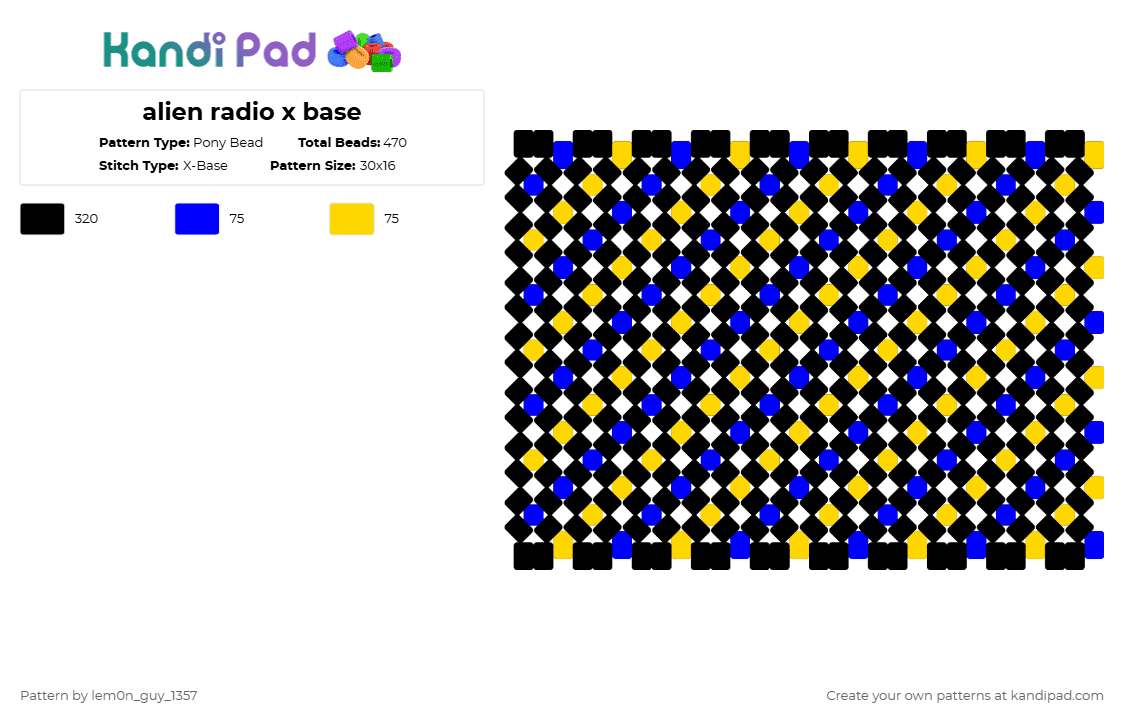 alien radio x base - Pony Bead Pattern by lem0n_guy_1357 on Kandi Pad - black,purple,yellow,aquasine,x base,alien,music