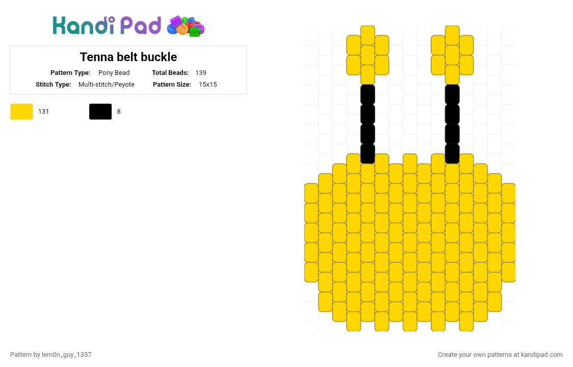Tenna belt buckle - Pony Bead Pattern by lem0n_guy_1357 on Kandi Pad - yellow,characters,deltarune,belt,clothes,cosplay,game,gaming,video game