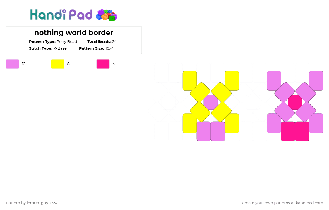 nothing world border - Pony Bead Pattern by lem0n_guy_1357 on Kandi Pad - yellow,pink,metaroom