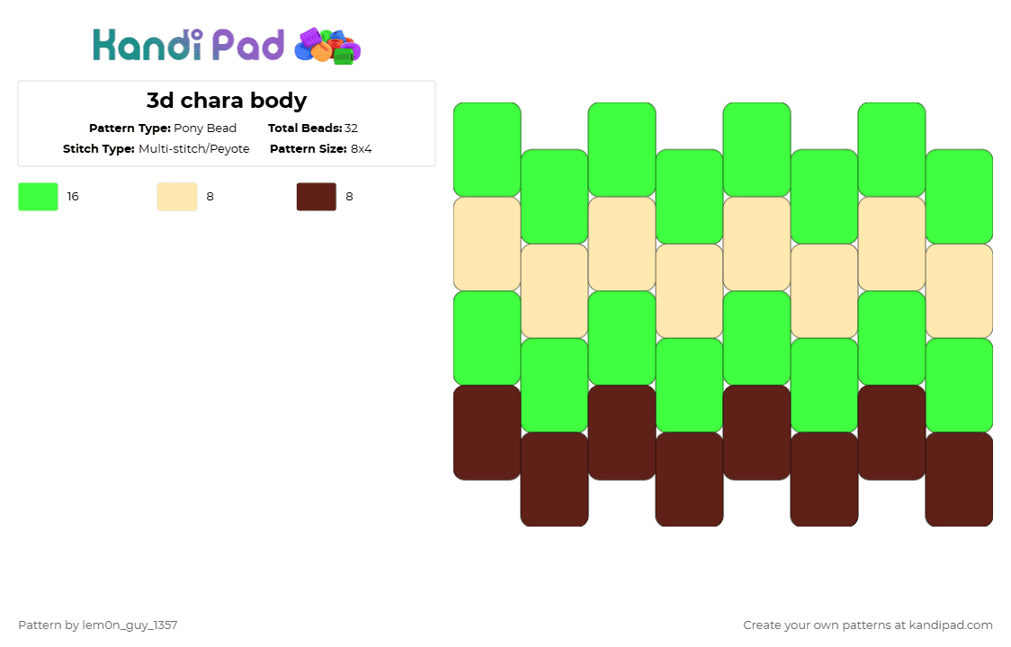 3d chara body - Pony Bead Pattern by lem0n_guy_1357 on Kandi Pad - green,undertale,chara