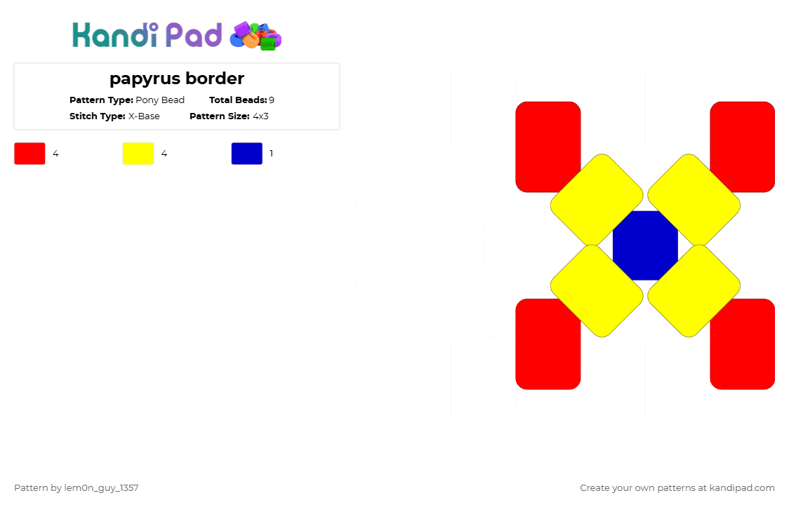 papyrus border - Pony Bead Pattern by lem0n_guy_1357 on Kandi Pad - red,yellow,undertale,papyrus