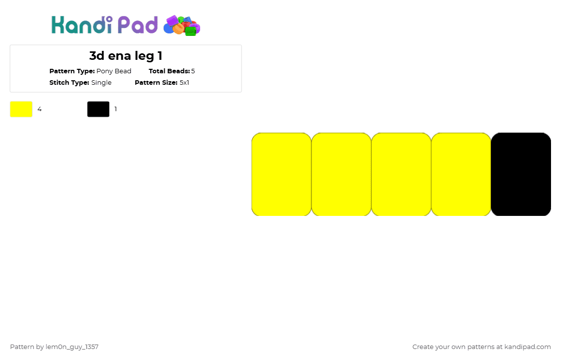 3d ena leg 1 - Pony Bead Pattern by lem0n_guy_1357 on Kandi Pad - ena