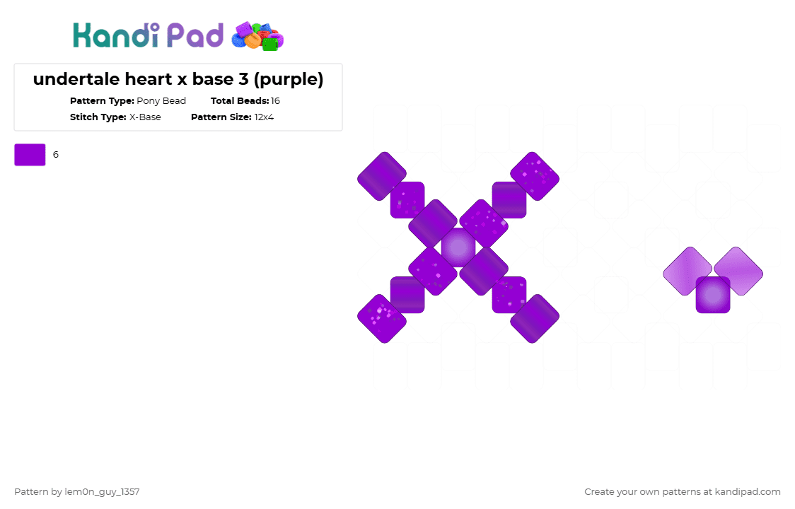 undertale heart x base 3 (purple) - Pony Bead Pattern by lem0n_guy_1357 on Kandi Pad - purple,undertale