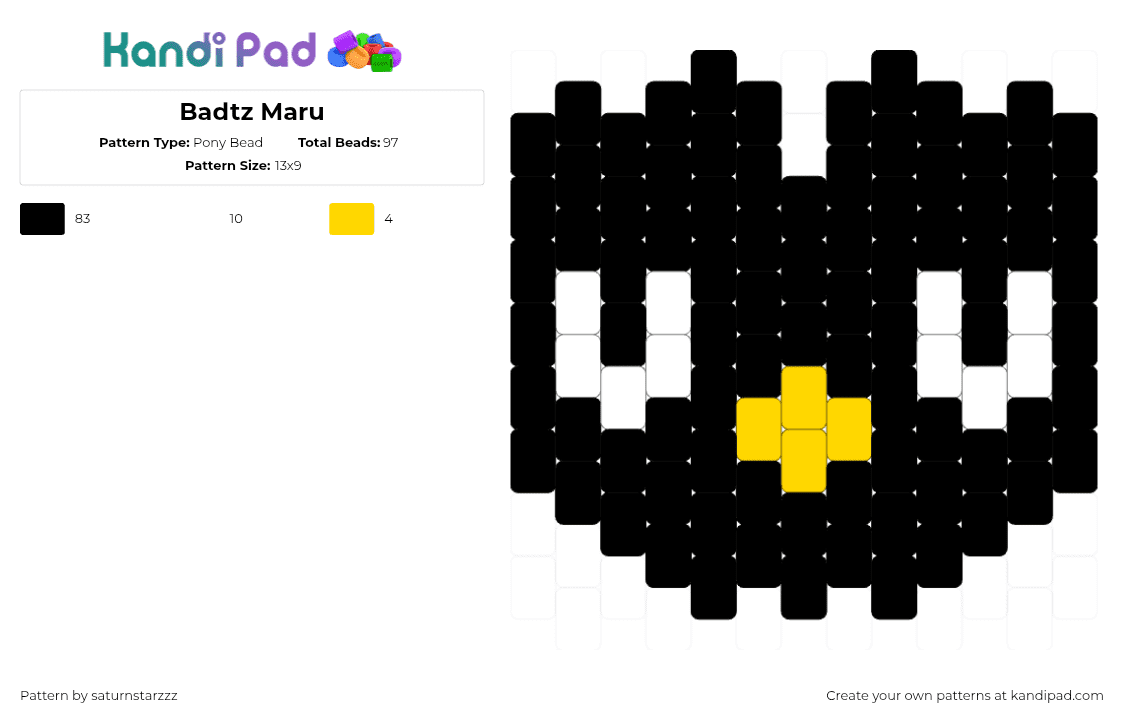 Badtz Maru - Pony Bead Pattern by saturnstarzzz on Kandi Pad - 