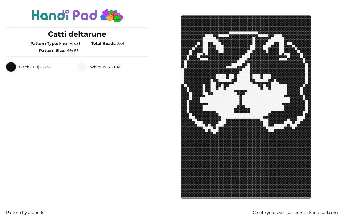 Catti deltarune - Fuse Bead Pattern by ufoperler on Kandi Pad - black