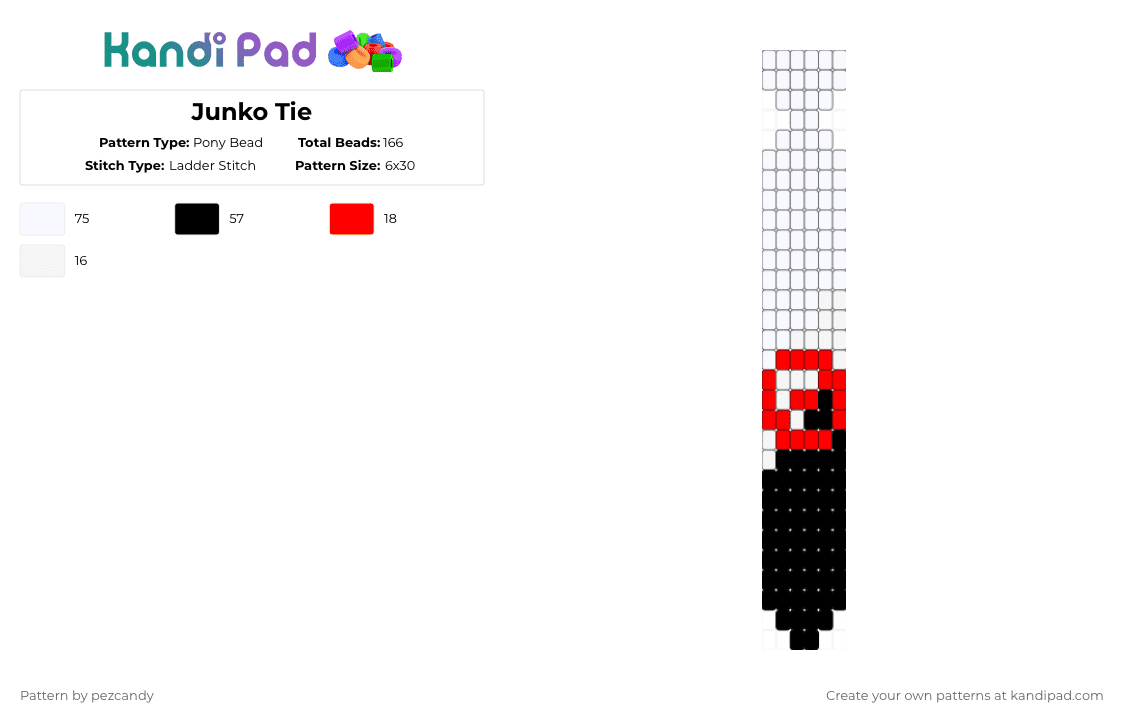 Junko Tie - Pony Bead Pattern by pezcandy on Kandi Pad - white,junkoenoshima,junko,ladder,danganronpa