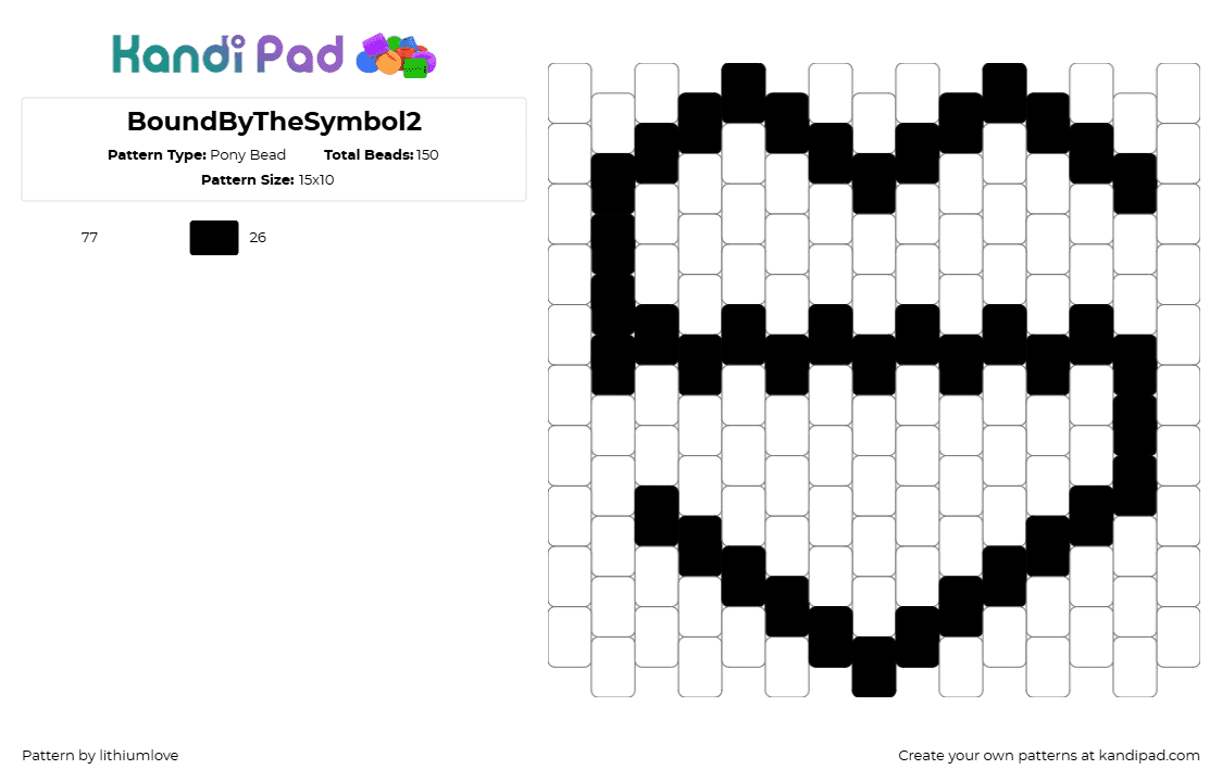 BoundByTheSymbol2 - Pony Bead Pattern by lithiumlove on Kandi Pad - symbol,logo,heart,simple,black,white