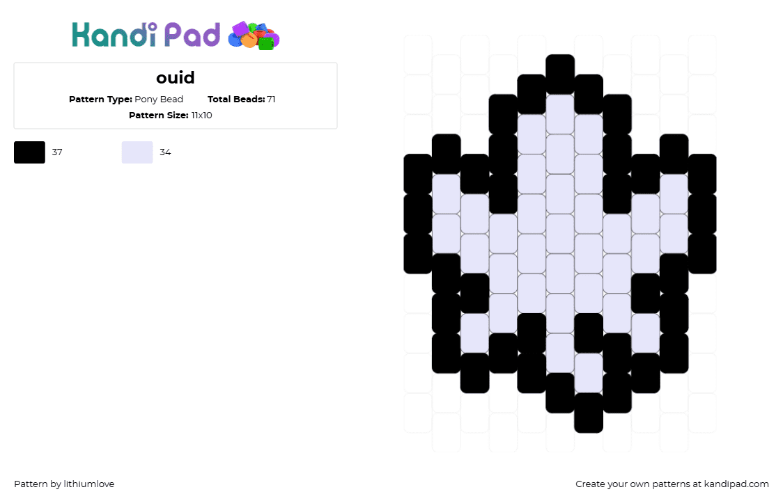 ouid - Pony Bead Pattern by lithiumlove on Kandi Pad - white,black