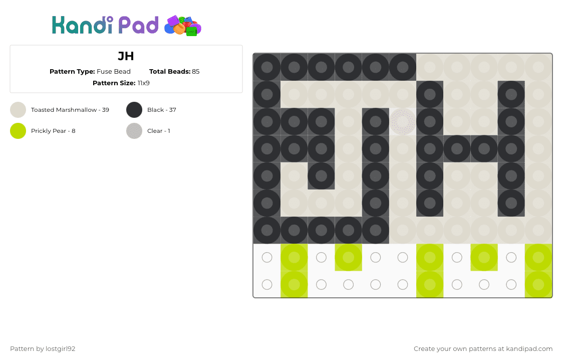 JH - Fuse Bead Pattern by lostgirl92 on Kandi Pad - beige,edm,jkyl,hyde,opposite