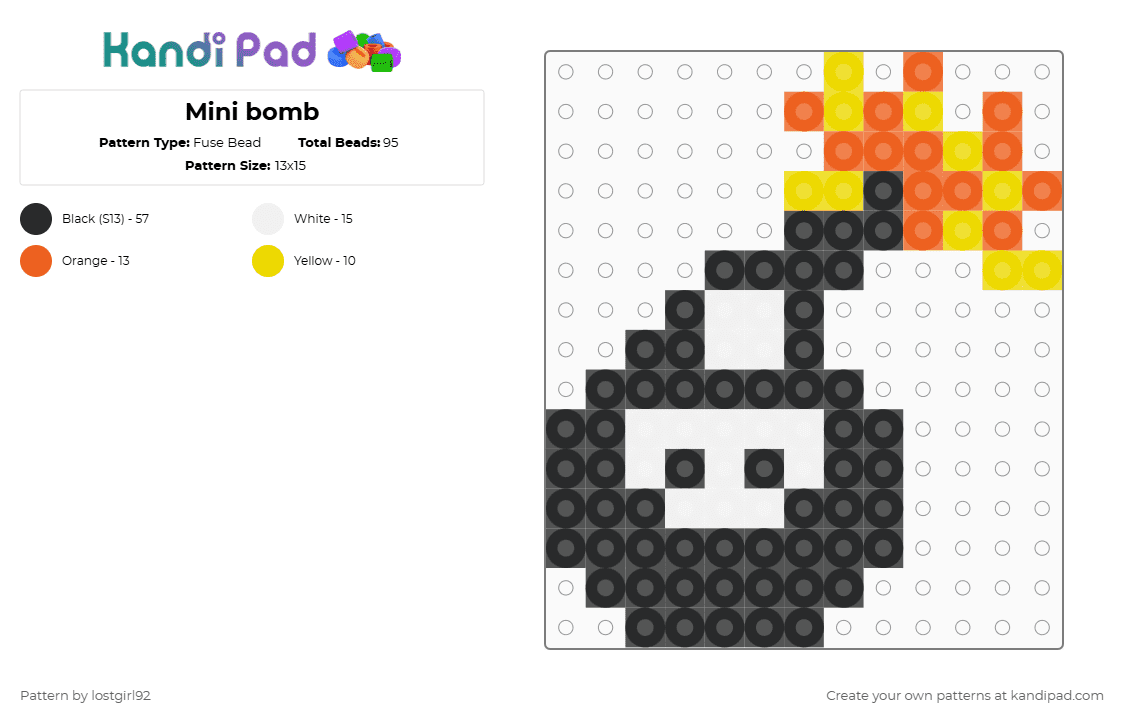 Mini bomb Fuse Bead Pattern - Kandi Pad | Kandi Patterns, Fuse Bead ...