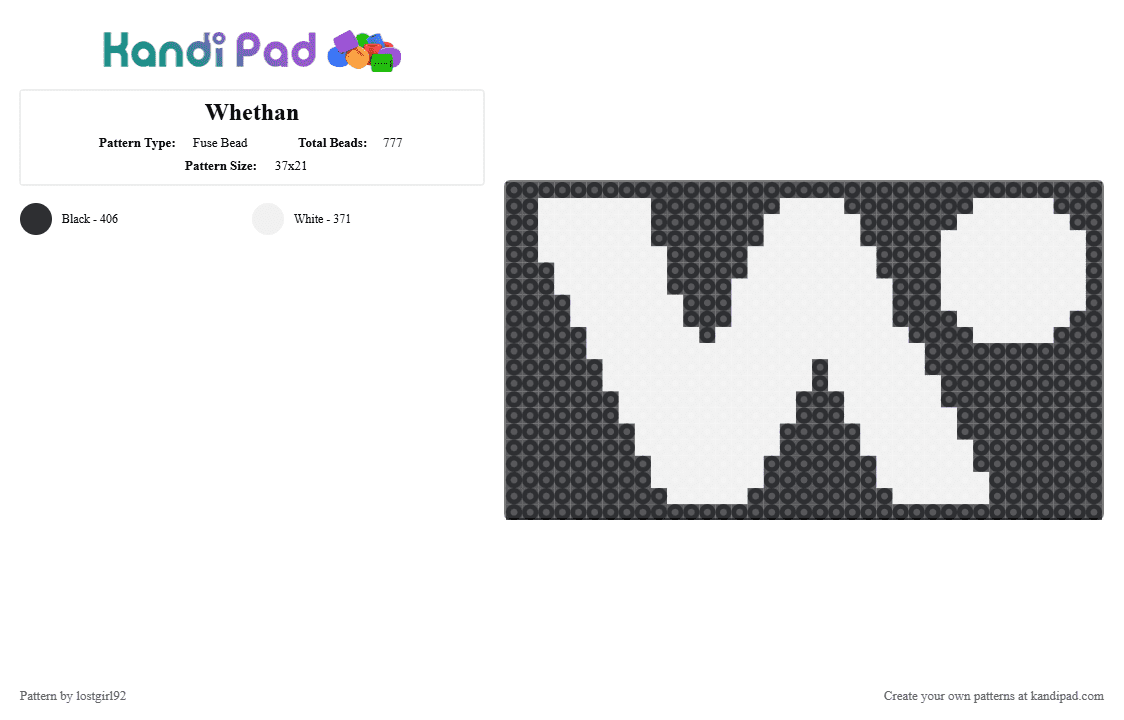 Whethan - Fuse Bead Pattern by lostgirl92 on Kandi Pad - black,white,whethan,edm,rave