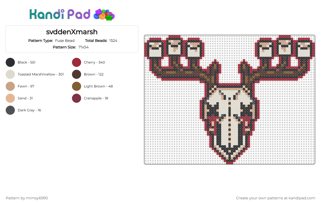 svddenXmarsh - Fuse Bead Pattern by mimsy6990 on Kandi Pad - svdden death,voyd,marshmallows,dj,music,red,beige