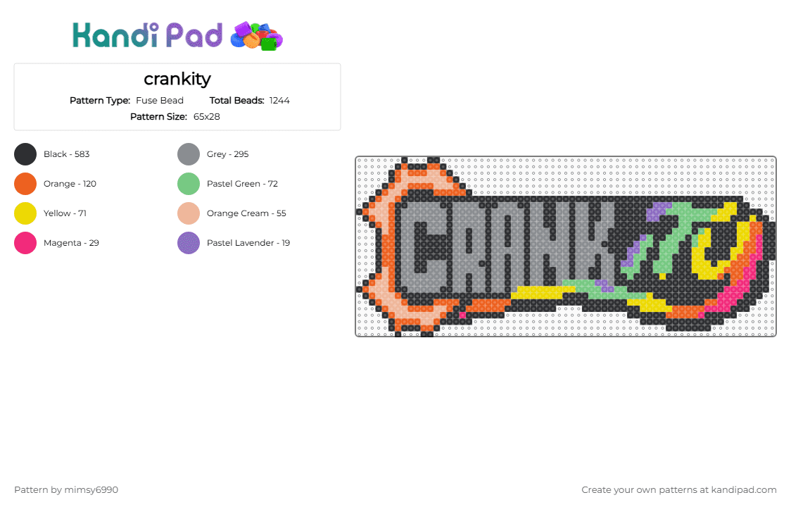 crankity - Fuse Bead Pattern by mimsy6990 on Kandi Pad - crankity,crankdat,levity,dj,mashup,b2b,edm,music,black,orange,gray