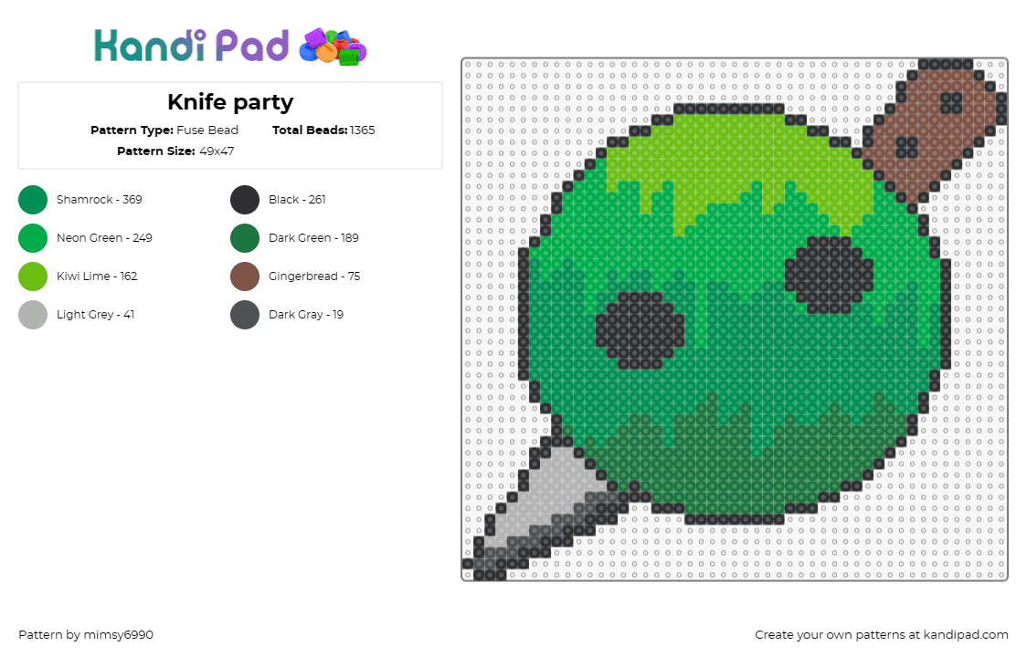 Knife party - Fuse Bead Pattern by mimsy6990 on Kandi Pad - knife party,dj,music,edm,electronic,party,entertainment,performance,green