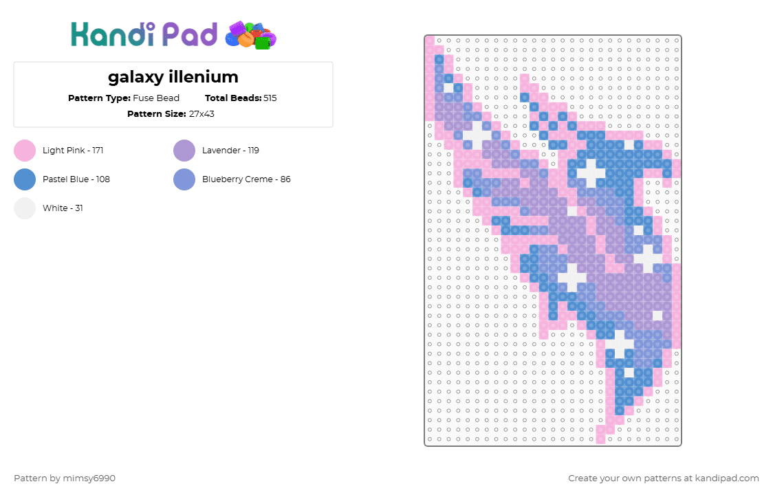 galaxy illenium - Fuse Bead Pattern by mimsy6990 on Kandi Pad - pink,light blue