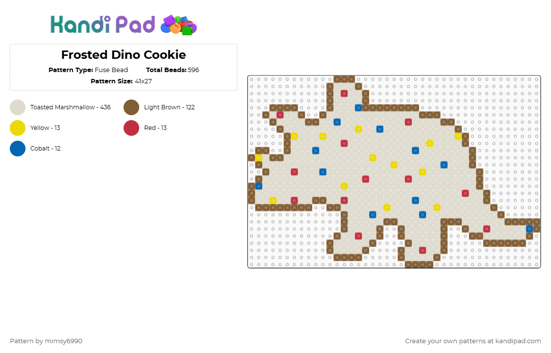 Frosted Dino Cookie - Fuse Bead Pattern by mimsy6990 on Kandi Pad - tan,beige
