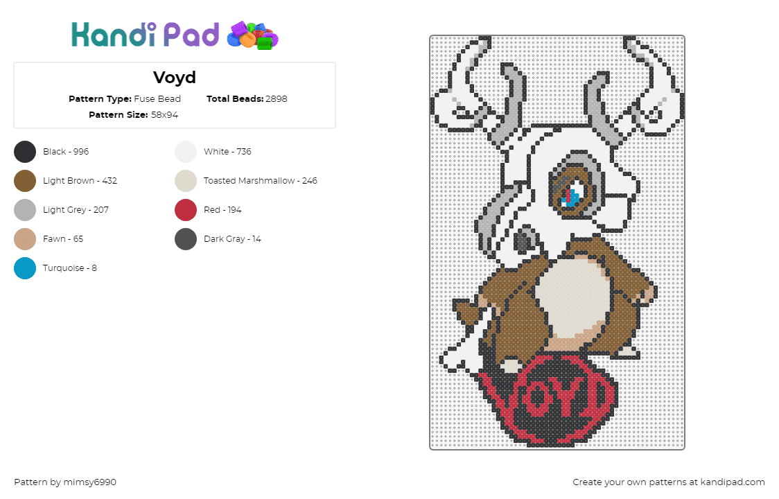 Voyd - Fuse Bead Pattern by mimsy6990 on Kandi Pad - voyd,cubone,svdden death,mashup,character,gaming,costume,skull,pokemon,dj,edm,mu