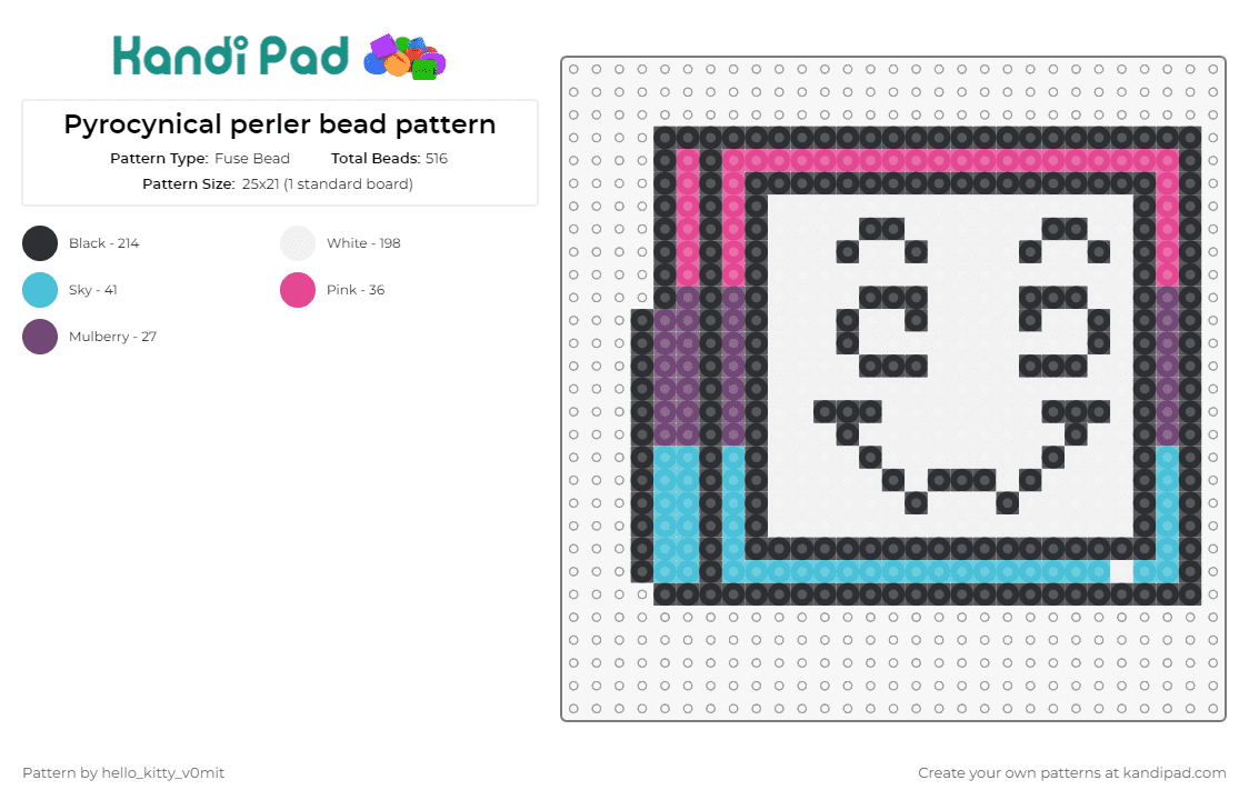 Pyrocynical perler bead pattern - Fuse Bead Pattern by hello_kitty_v0mit on Kandi Pad - pyrocynical,youtuber