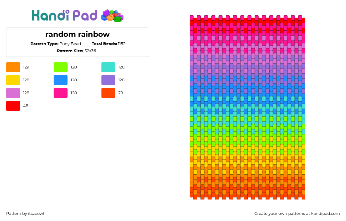 random rainbow - Pony Bead Pattern by itszeowl on Kandi Pad - gradient,rainbow,tapestry,panel