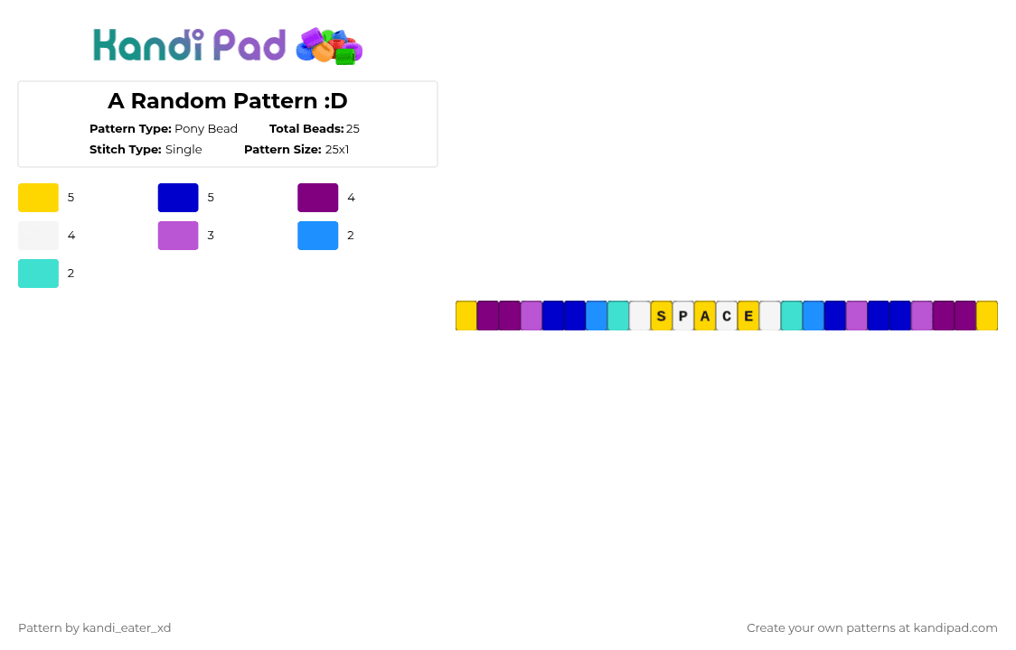 A Random Pattern :D - Pony Bead Pattern by pinkalice on Kandi Pad - random,single,yellow,pink,purple