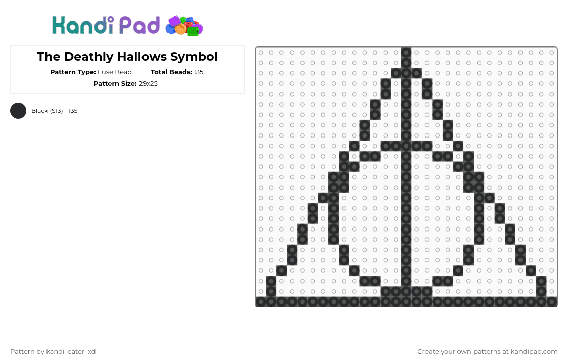 The Deathly Hallows Symbol - Fuse Bead Pattern by pinkalice on Kandi Pad - black