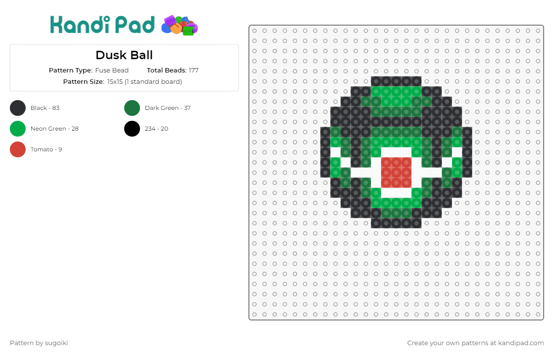 Dusk Ball - Fuse Bead Pattern by sugoiki on Kandi Pad - pokemon,pokeball,dusk ball