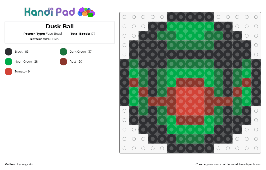 Dusk Ball - Fuse Bead Pattern by sugoiki on Kandi Pad - pokemon,pokeball,dusk ball
