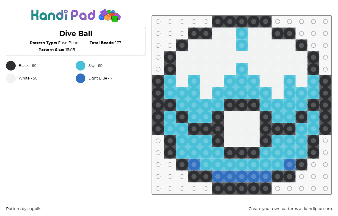 Dive Ball - Fuse Bead Pattern by sugoiki on Kandi Pad - pokemon,pokeball,dive ball