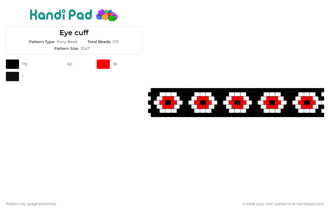 Eye cuff - Pony Bead Pattern by spaghettientity on Kandi Pad - eyes,spooky,cuff