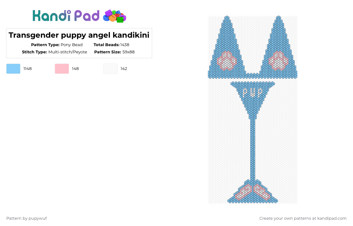 Transgender puppy angel kandikini - Pony Bead Pattern by pupywuf on Kandi Pad - light blue,lgbtq,rave,bikini