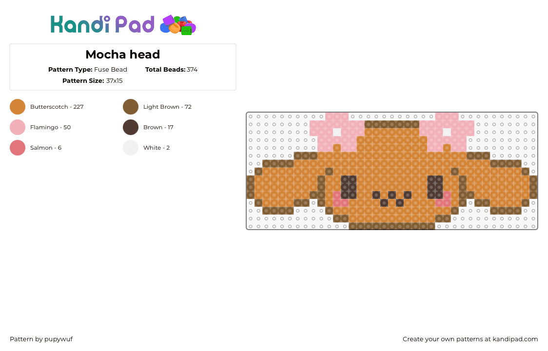 Mocha head - Fuse Bead Pattern by pupywuf on Kandi Pad - mocha,sanrio,kawaii,cute,character,head,charm,brown,tan