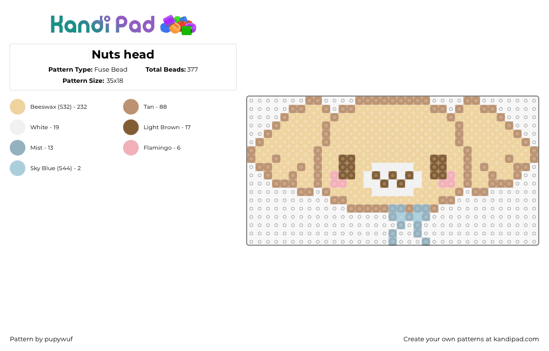 Nuts head - Fuse Bead Pattern by pupywuf on Kandi Pad - nuts,sanrio,head,character,cute,tan