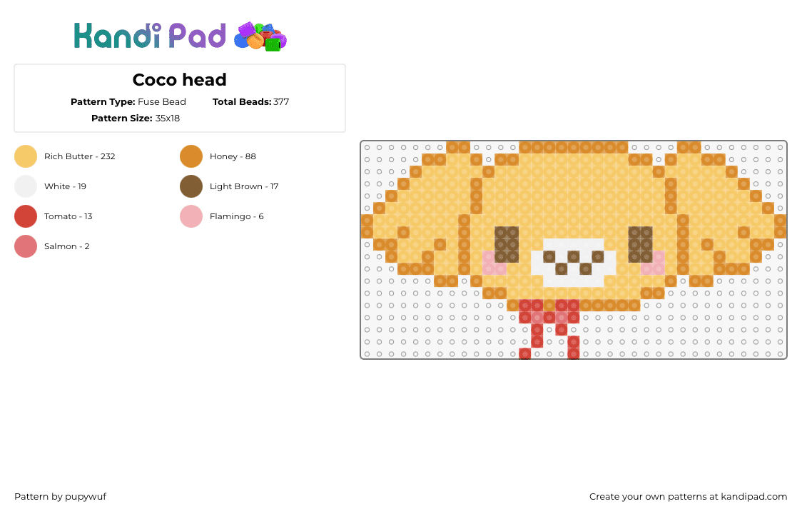 Coco head - Fuse Bead Pattern by pupywuf on Kandi Pad - coco,sanrio,head,character,orange