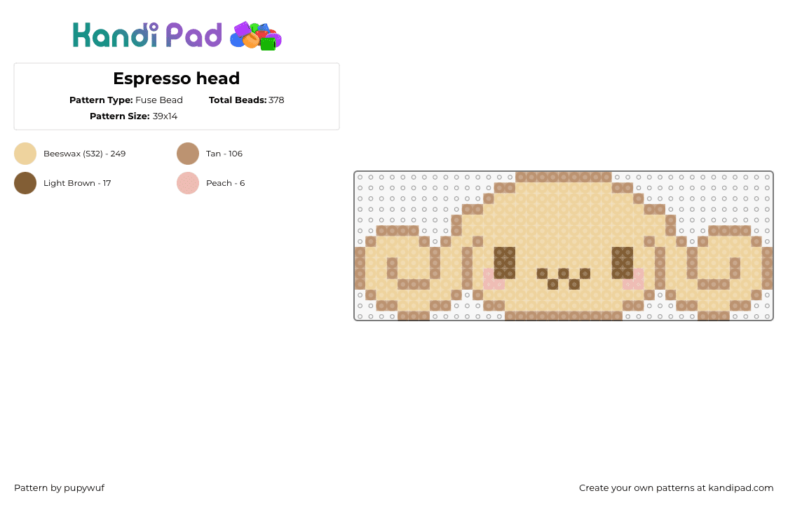 Espresso head - Fuse Bead Pattern by pupywuf on Kandi Pad - espresso,sanrio,head,character,cute,tan