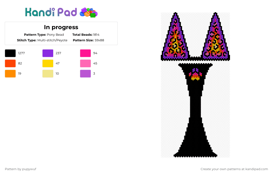 Kandikini - Pony Bead Pattern by pupywuf on Kandi Pad - black,purple,pink,bikini,rave,lisa frank,leopard,rainbow,s3rl,plur