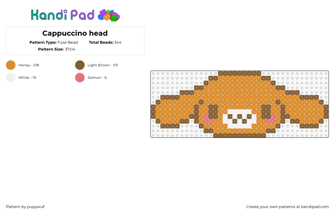 Cappuccino head - Fuse Bead Pattern by pupywuf on Kandi Pad - cappuccino,sanrio,head,character,tan,orange