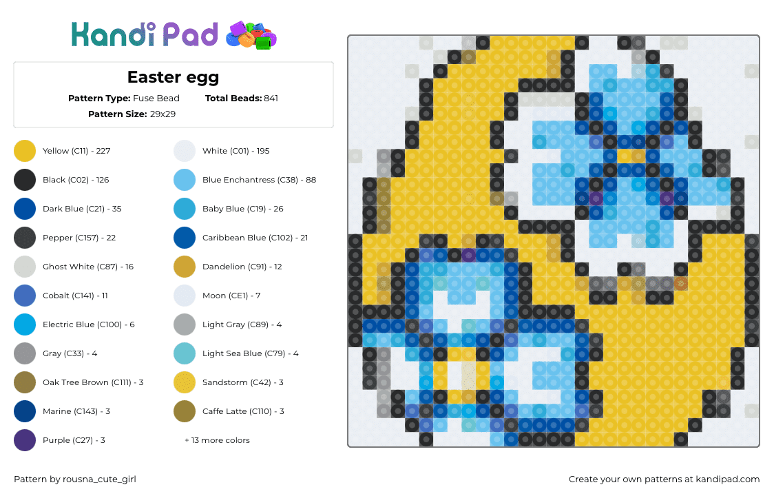 Easter egg - Fuse Bead Pattern by rousna_cute_girl on Kandi Pad - 