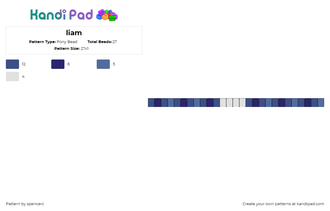 liam - Pony Bead Pattern by spencerc on Kandi Pad - singles,bracelet