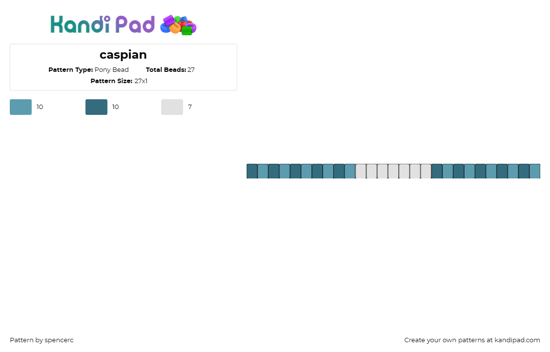 caspian - Pony Bead Pattern by spencerc on Kandi Pad - simple,single,bracelet,teal